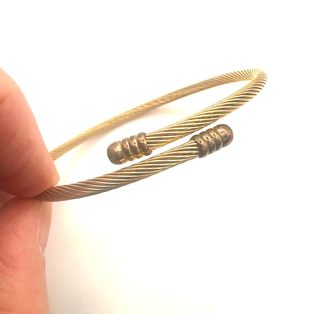 Twisted Cable Bracelet Overlap Wrap Bangle Jewelry Casual Gold tone Minimalist